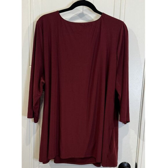Kiyonna Burgundy Wrap Top 3xl EUC 3/4 Length Sleeves Casual Workwear Holiday - Picture 2 of 3